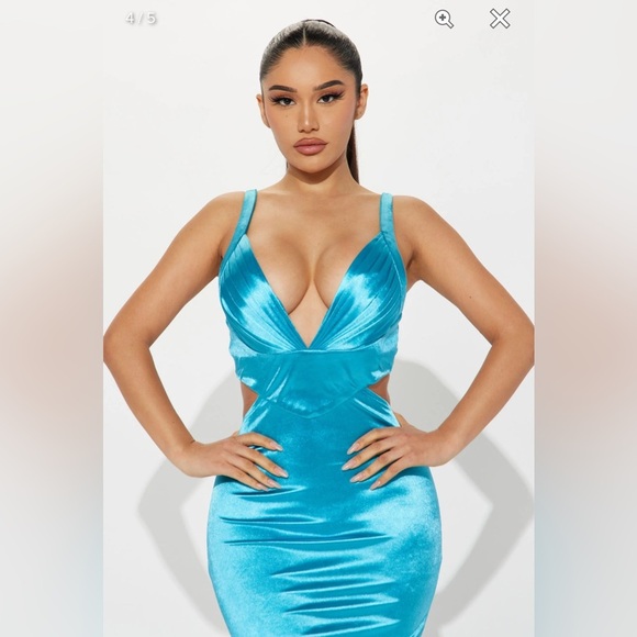 Ariel Satin Maxi Dress - Aqua Size M - Picture 5 of 6
